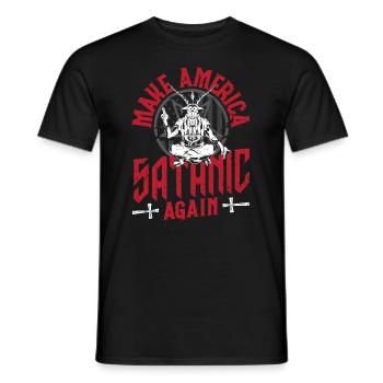 Satan Make America Satanic Again Occult - Men's T-Shirt - black - Front - AI Model Male 178 light (178cm)
