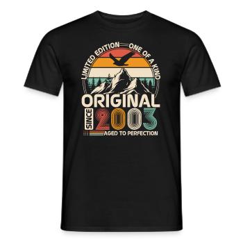 Original 2003 Vintage Anniversaire Rétro - T-shirt homme - noir - Devant - AI Model Male 178 light (178cm)