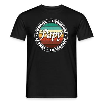 Papy homme original légende grand père cadeau - T-shirt homme - noir - Devant - AI Model Male 178 light (178cm)