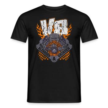 V8 Blubbern und Grinsen Achtzylinder Spruch - Männer T-Shirt - Schwarz - Vorne - AI Model Male 178 light (178cm)