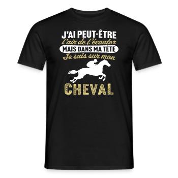 dans ma tête je suis sur mon cheval - T-shirt homme - noir - Devant - AI Model Male 178 light (178cm)