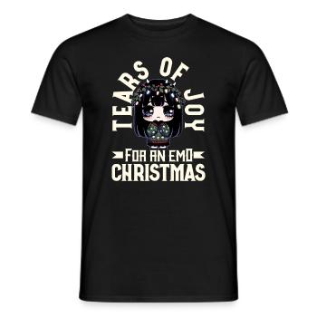 Tears of Joy for an Emo Christmas Emocore - Men's T-Shirt - black - Front - AI Model Male 178 light (178cm)