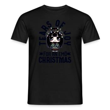 Tears of Joy for an Emo Christmas Emocore - Men's T-Shirt - black - Front - AI Model Male 178 light (178cm)