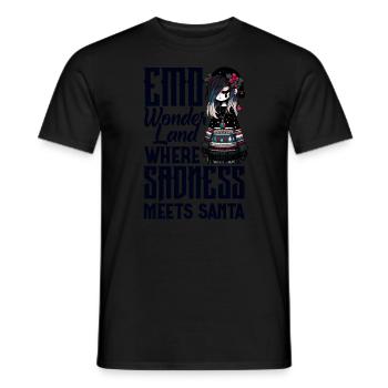 Emo Wonderland Where Sadness Meets Santa Emocore - Männer T-Shirt - Schwarz - Vorne - AI Model Male 178 light (178cm)