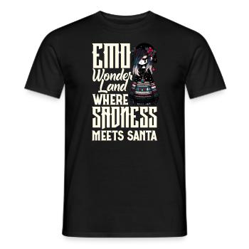 Emo Wonderland Where Sadness Meets Santa Emocore - Männer T-Shirt - Schwarz - Vorne - AI Model Male 178 light (178cm)