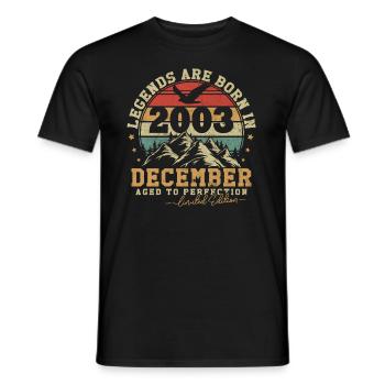 Décembre 2003 vintage rétro anniversaire 2003 - T-shirt homme - noir - Devant - AI Model Male 178 light (178cm)