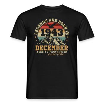 December 1943 vintage retro birthday 1943 - Men's T-Shirt - black - Front - AI Model Male 178 light (178cm)