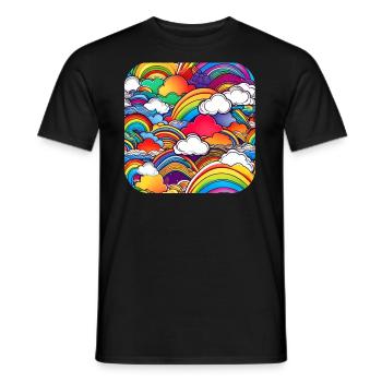 Arcs-en-ciel de bonne humeur avec des nuages - T-shirt homme - noir - Devant - AI Model Male 178 light (178cm)