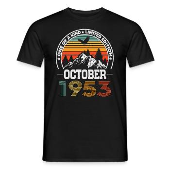 October 1953 Vintage Vintage Retro Birthday - Men's T-Shirt - black - Front - AI Model Male 178 light (178cm)