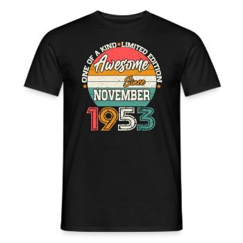 November 1953 Vintage Vintage Retro Birthday - Men's T-Shirt - black - Front - AI Model Male 178 light (178cm)