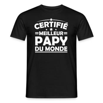 Certifié Meilleur Papy du Monde - T-shirt homme - noir - Devant - AI Model Male 178 light (178cm)