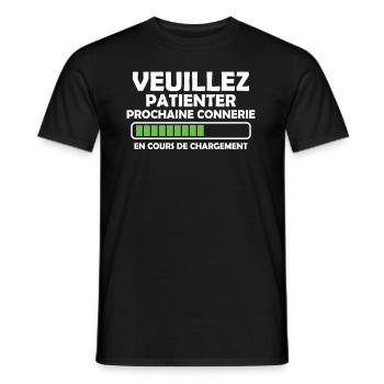 Veuillez Patienter Prochaine connerie en cours - T-shirt homme - noir - Devant - AI Model Male 178 light (178cm)