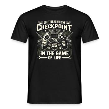 15yr BDay Funny Gamer 15 Level 15 Year Old - Men's T-Shirt - black - Front - AI Model Male 178 light (178cm)
