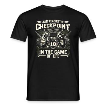 18yr BDay Funny Gamer 18 Level 18 Year Old - Men's T-Shirt - black - Front - AI Model Male 178 light (178cm)