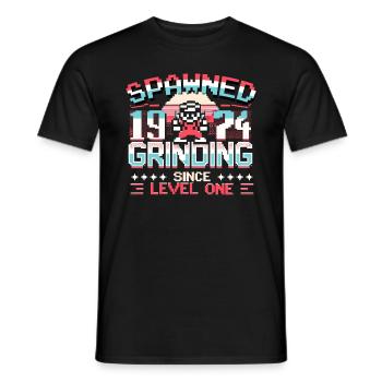 Spawned 1974 Grinding Since Level One Funny Gamer - Men's T-Shirt - black - Front - AI Model Male 178 light (178cm)