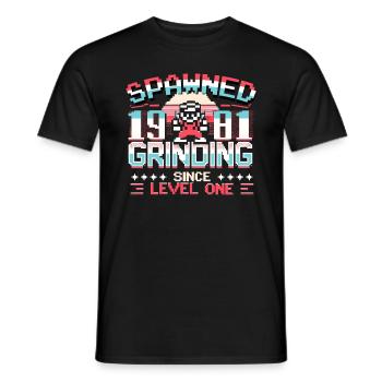 Engendré en 1981 Grinding depuis Level One Funny Gamer - T-shirt homme - noir - Devant - AI Model Male 178 light (178cm)