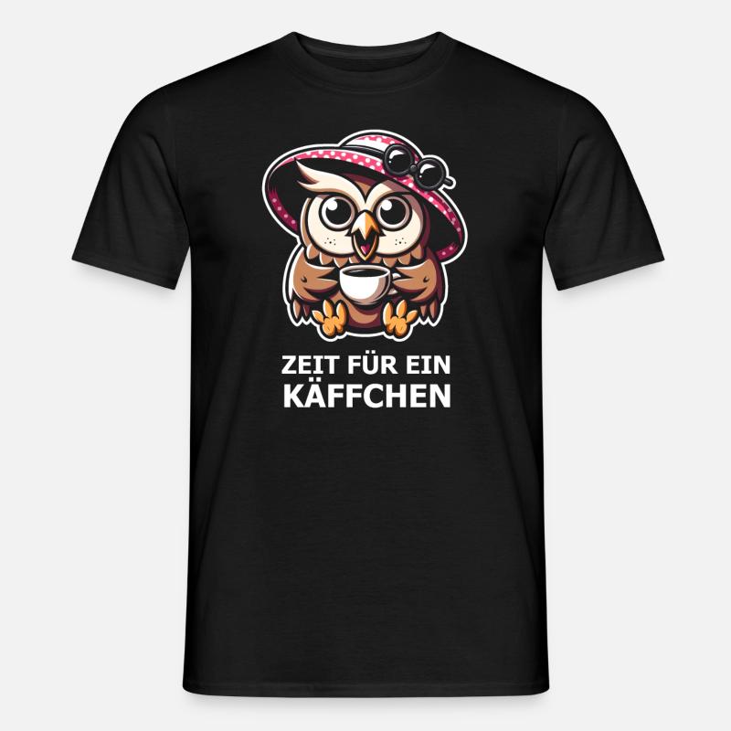 Kaffee Eule - Männer T-Shirt - Schwarz