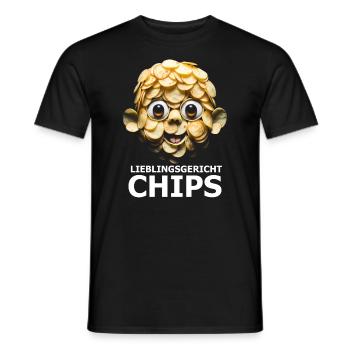 Chips essen - Männer T-Shirt - Schwarz - Vorne - AI Model Male 178 light (178cm)