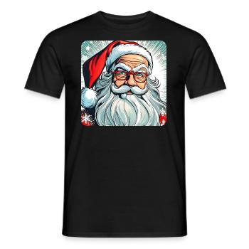 Funny Santa Claus with glasses - Men's T-Shirt - black - Front - AI Model Male 178 light (178cm)