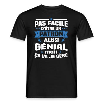 Un patron aussi génial mais ça va je gère - T-shirt homme - noir - Devant - AI Model Male 178 light (178cm)