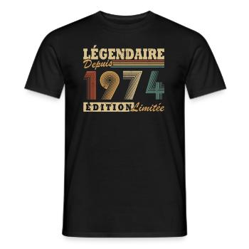 Légendaire depuis 1974 édition limitée - T-shirt homme - noir - Devant - AI Model Male 178 light (178cm)