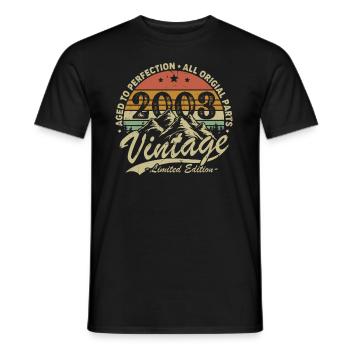 Vintage 2003 Cadeau D’anniversaire Né En 2003 - T-shirt homme - noir - Devant - AI Model Male 178 light (178cm)