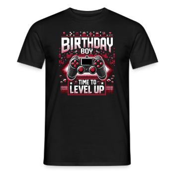 Funny Gamer Birthday Boy Il est temps de passer au niveau supérieur - T-shirt homme - noir - Devant - AI Model Male 178 light (178cm)