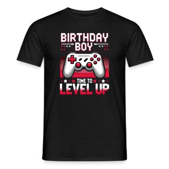 Funny Gamer Birthday Boy Il est temps de passer au niveau supérieur - T-shirt homme - noir - Devant - AI Model Male 178 light (178cm)