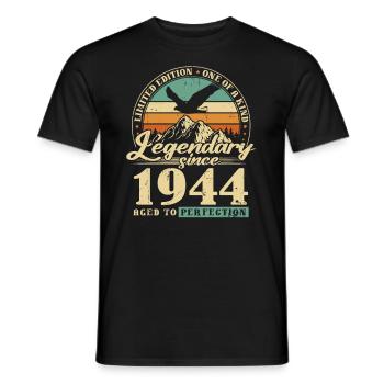 Legendary Since 1944 Vintage Birthday Gift - Men's T-Shirt - black - Front - AI Model Male 178 light (178cm)
