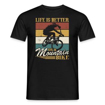 Life is better on a mountain bike - Men's T-Shirt - black - Front - AI Model Male 178 light (178cm)