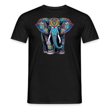 Spirit Animal Elefant im Bohemian Style - Männer T-Shirt - Schwarz - Vorne - AI Model Male 178 light (178cm)