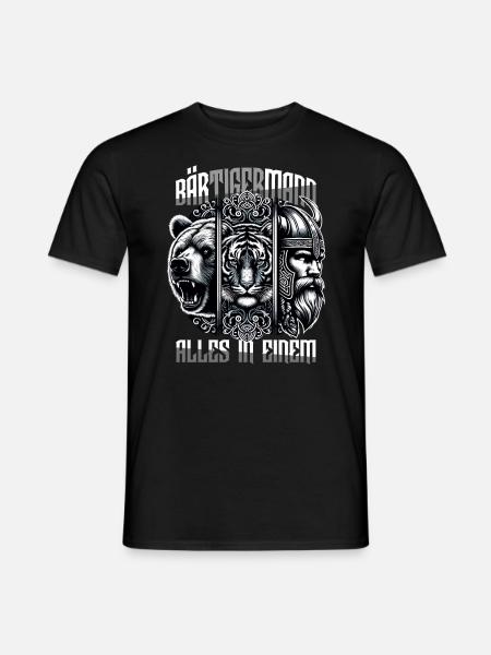 Bärtigermann alles in einem Wikinger - Männer T-Shirt - Schwarz