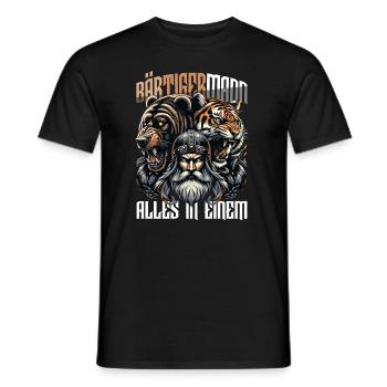 Homme barbu tout en un Viking - T-shirt homme - noir - Devant - AI Model Male 178 light (178cm)