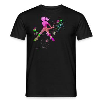 tennis,backhand,tennis player,girl,child - Men's T-Shirt - black - Front - AI Model Male 178 light (178cm)