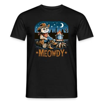 Meowdy Country Cowboy Vintage Western Cat - Männer T-Shirt - Schwarz - Vorne - AI Model Male 178 light (178cm)