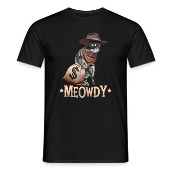 Meowdy Country Cowboy Vintage Western Cat - Männer T-Shirt - Schwarz - Vorne - AI Model Male 178 light (178cm)