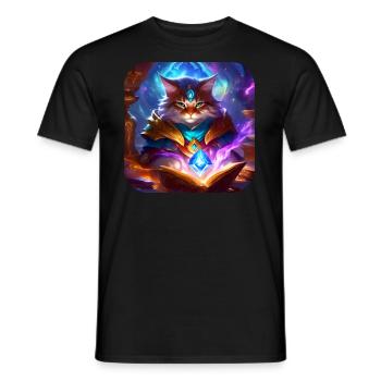 Mystische Fantasy Katze - Männer T-Shirt - Schwarz - Vorne - AI Model Male 178 light (178cm)