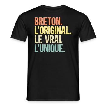 Breton L'Original Le Vrai L'Unique Homme Breton - T-shirt homme - noir - Devant - AI Model Male 178 light (178cm)