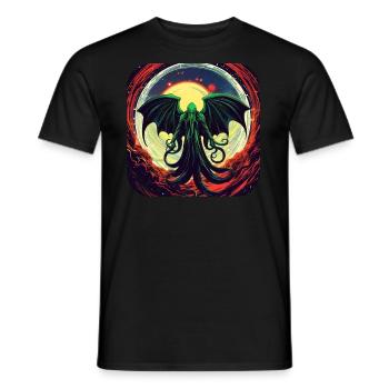 Immortal Cthulhu monster in the universe - Men's T-Shirt - black - Front - AI Model Male 178 light (178cm)