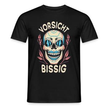 TShirt Vector Text Vorsicht Bissig typograph - Männer T-Shirt - Schwarz - Vorne - AI Model Male 178 light (178cm)