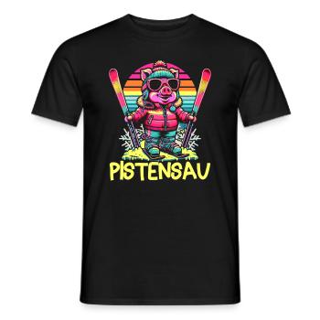 Pistensau - Perfekt für Skifahrer und Après-Ski - Männer T-Shirt - Schwarz - Vorne - AI Model Male 178 light (178cm)