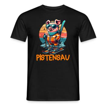 Pistensau - Perfekt für Skifahrer und Après-Ski - Männer T-Shirt - Schwarz - Vorne - AI Model Male 178 light (178cm)
