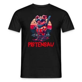 Pistensau - Perfekt für Skifahrer und Après-Ski - Männer T-Shirt - Schwarz - Vorne - AI Model Male 178 light (178cm)