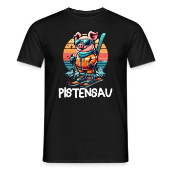 Pistensau - Perfekt für Skifahrer und Après-Ski - Männer T-Shirt - Schwarz - Vorne - AI Model Male 178 light (178cm)