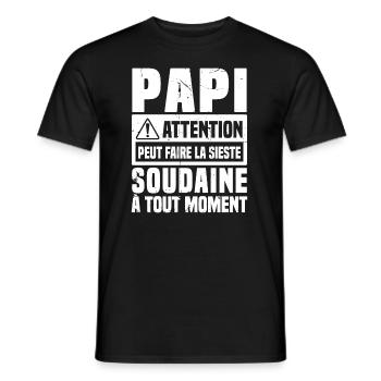 Papi attention Peut Faire La Sieste Soudaine - T-shirt homme - noir - Devant - AI Model Male 178 light (178cm)
