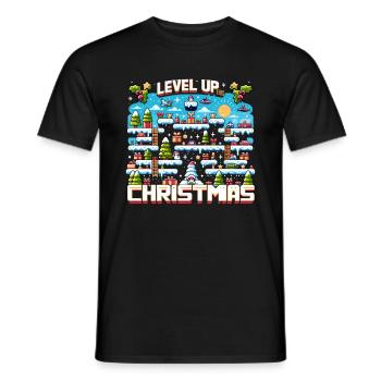 Passez au niveau supérieur en ce Noël Gamer Controller Holiday - T-shirt homme - noir - Devant - AI Model Male 178 light (178cm)