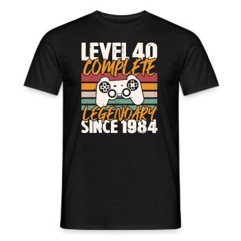 Level 40 Abgeschlossen 1984, Geburtstagsgeschenk - Männer T-Shirt - Schwarz - Vorne - AI Model Male 178 light (178cm)
