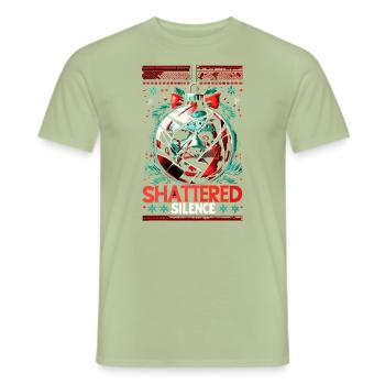 Shattered Silence Christmas Ball Horror Slasher - Men's T-Shirt - sage - Front - AI Model Male 178 light (178cm)