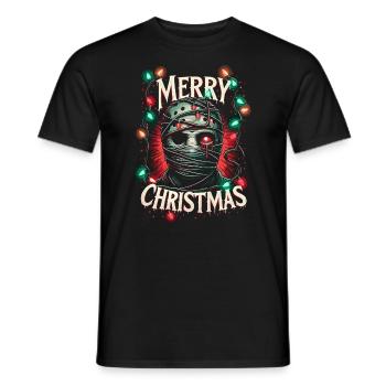 Merry Christmas Festive Slasher Candy Cane Menace - Men's T-Shirt - black - Front - AI Model Male 178 light (178cm)