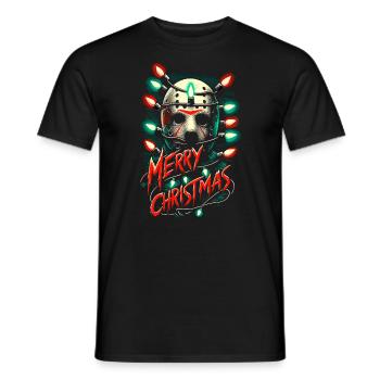 Merry Christmas Festive Slasher Candy Cane Menace - Men's T-Shirt - black - Front - AI Model Male 178 light (178cm)